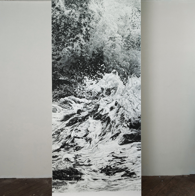 Gale Warning (1), 2023, 90" X 36", charcoal on paper