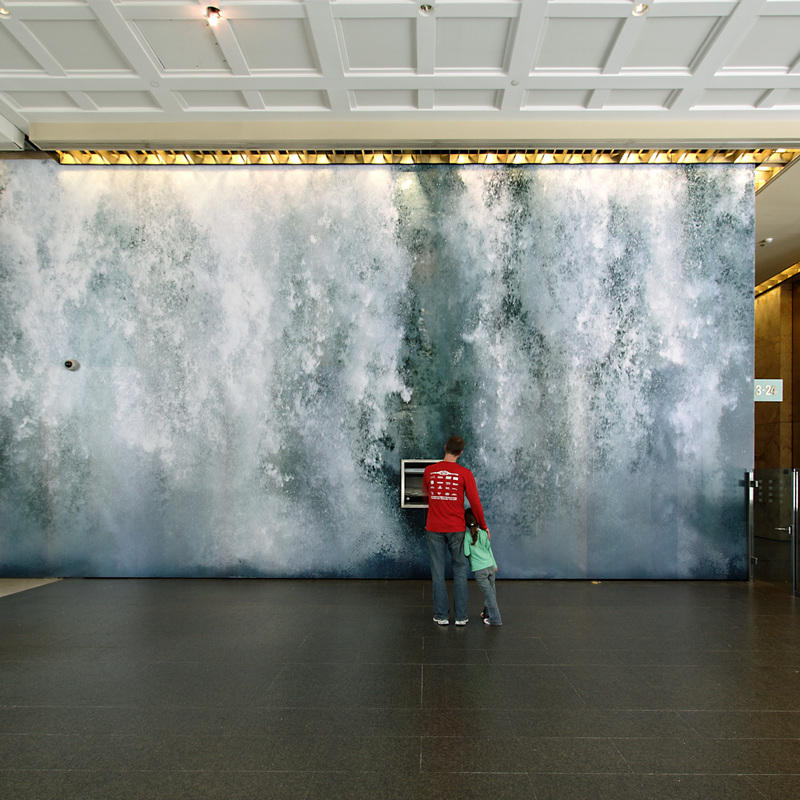 Fall (Charlotte), 2010, digital print on vinyl, 19 X 36 ft, Bank of America building, Charlotte, NC