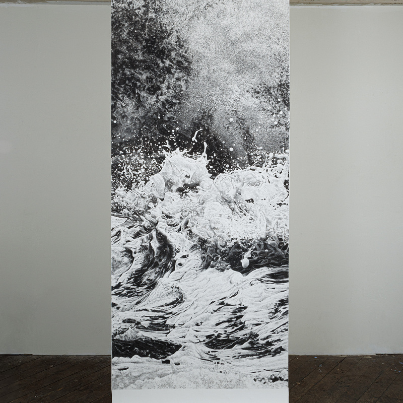 Gale Warning (2), 2023, 90" X 36", charcoal on paper