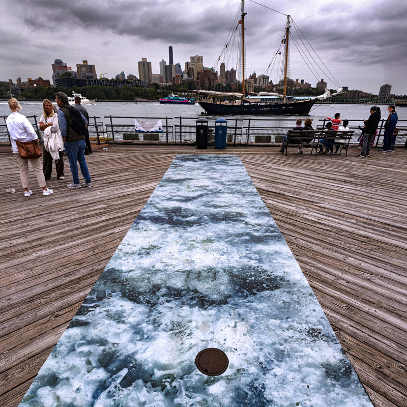 Tide, 2024, digital print on foil, 8 X 133 ft, PIer 16  Manhattan