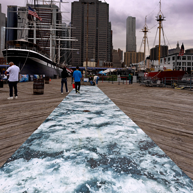 Tide, 2024, digital print on foil, 8 X 133 ft, PIer 16  Manhattan