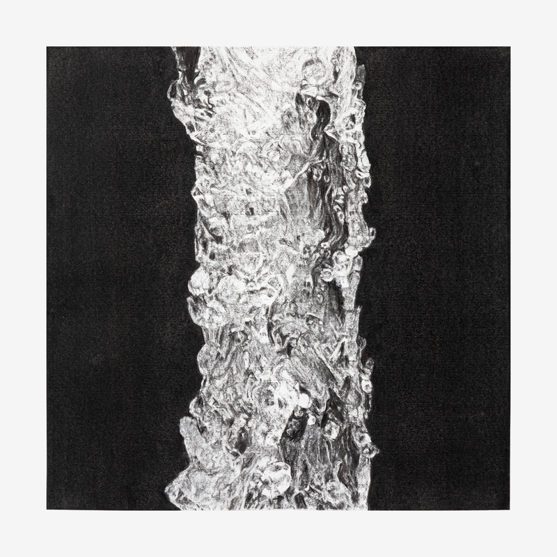 Untitled (Fall 1), 2026, charcoal on paper, 18"X 18"